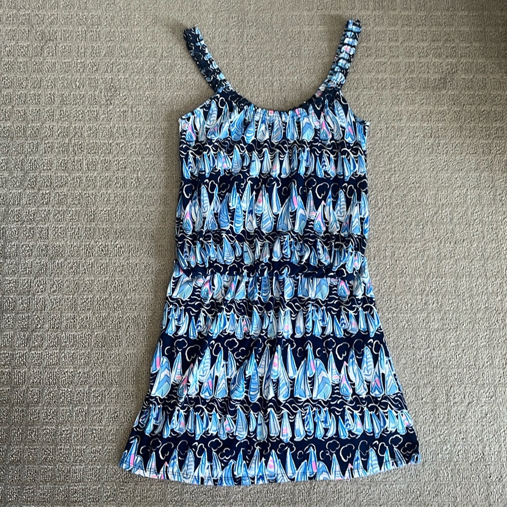 Lilly Pulitzer Loro Romper Boat Nautical Low Tide Navy Sails and Stripes XXS